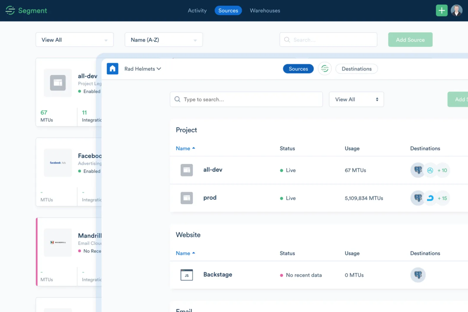The Sources page before and after the language change